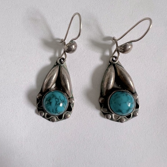 Vintage Sterling 925 Indian style dangle earrings - Picture 1 of 5